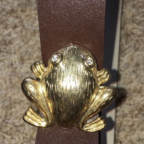 Leather brown belt with frog Clío sz M - Picture 4 of 4